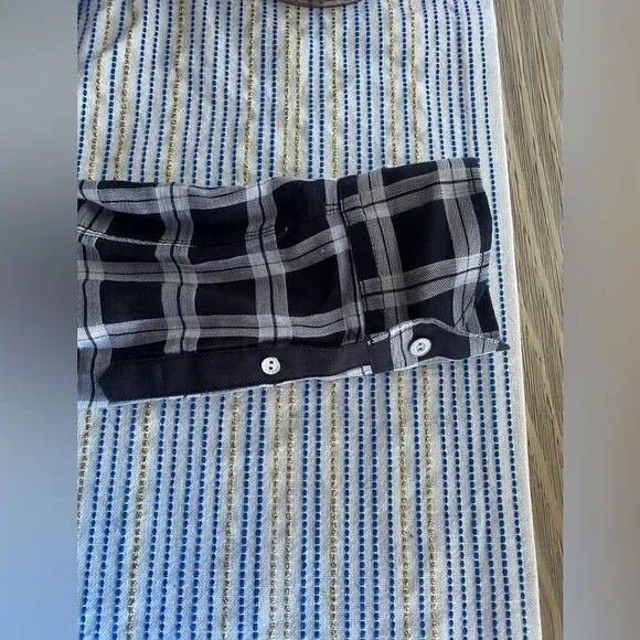 Rag & Bone Plaid Tie Front Button Down Shirt Dress Sz M Black White Long Sleeve - Picture 5 of 11